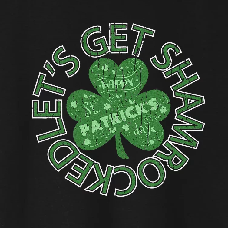 Distressed Let's Get Shamrocked Irish St Patrick Women's Crop Top Tee