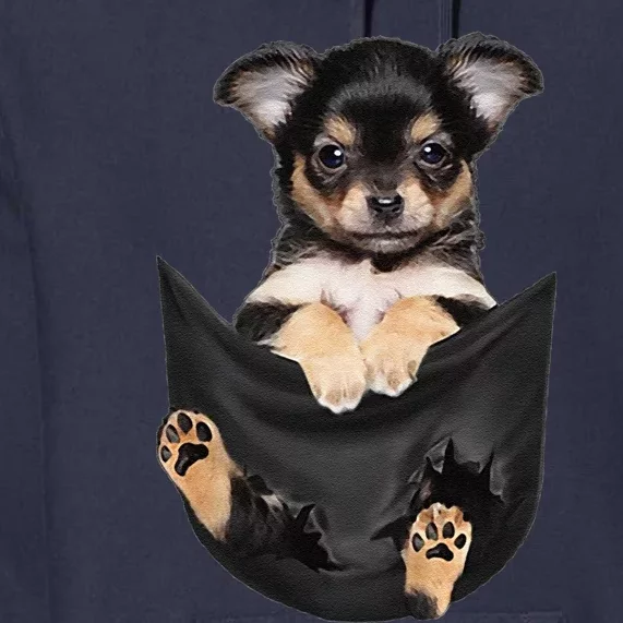 Dog Lovers Gifts Chihuahua In Pocket Funny Dog Face Premium Hoodie