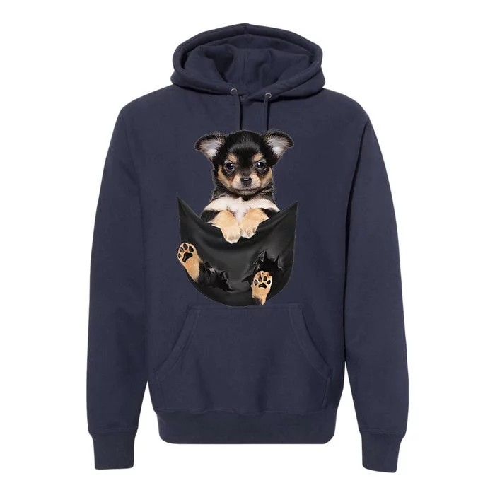 Dog Lovers Gifts Chihuahua In Pocket Funny Dog Face Premium Hoodie