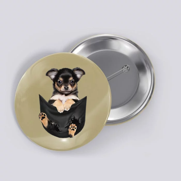 Dog Lovers Gifts Chihuahua In Pocket Funny Dog Face Button