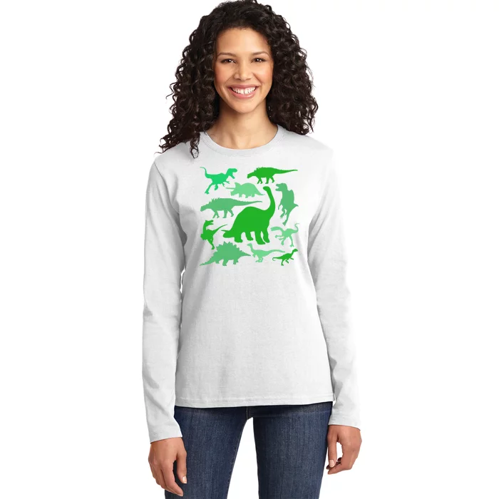 Dinosaur Lover Gift Ladies Long Sleeve Shirt