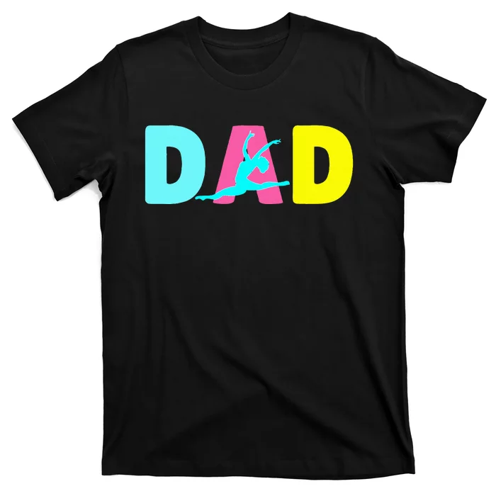 Dad Little Gymnast Girl Birthday Gymnastics Themed Party T-Shirt