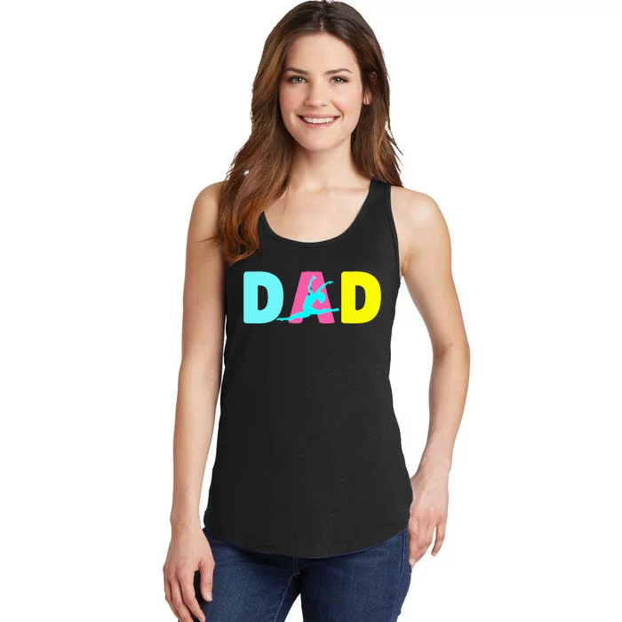 Dad Little Gymnast Girl Birthday Gymnastics Themed Party Ladies Essential Tank