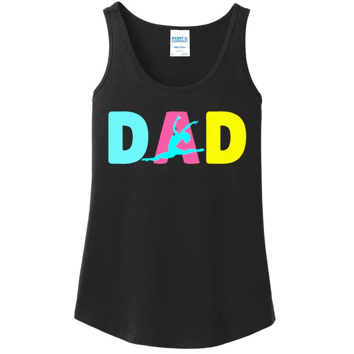 Dad Little Gymnast Girl Birthday Gymnastics Themed Party Ladies Essential Tank