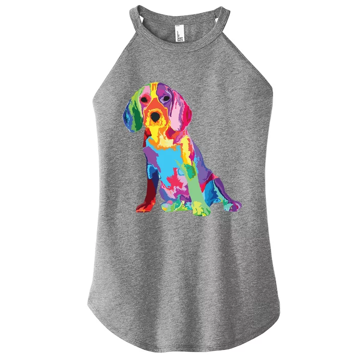 Dog Lover Gifts For Womens Beagle Colorful Beagle Men Women’s Perfect Tri Rocker Tank