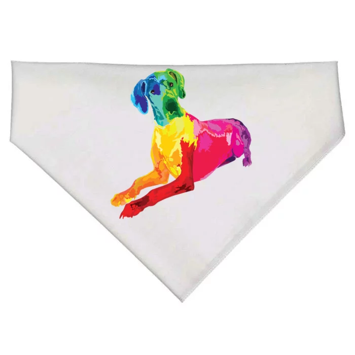 Dog Lover Gifts Great Dane For Women Colorful Great Dane Men USA-Made Doggie Bandana