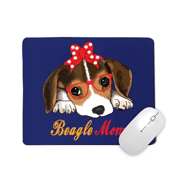 Dog Lover Gifts Bow Tie Glasses Funny Cute Beagle Mom Mousepad