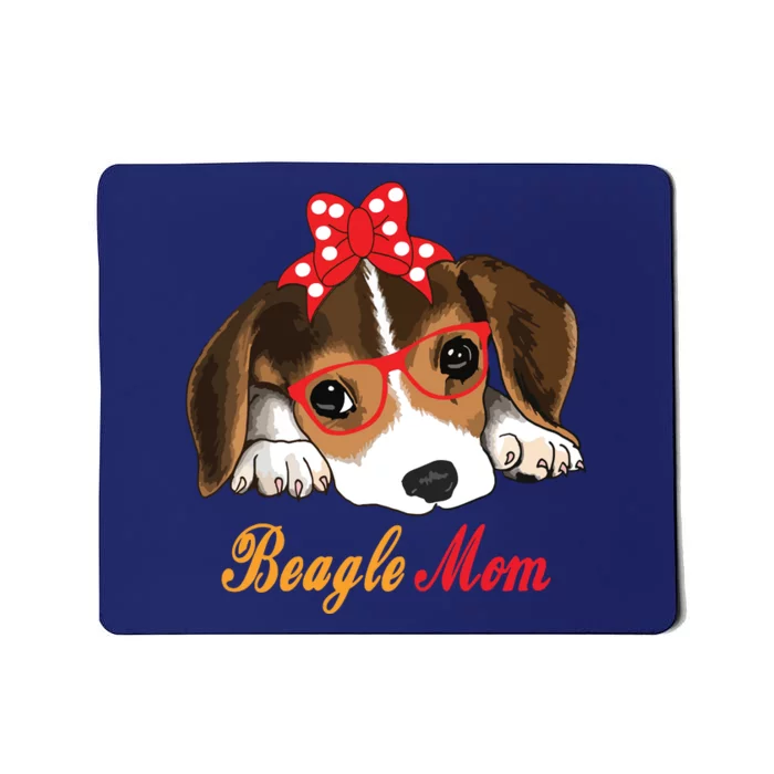 Dog Lover Gifts Bow Tie Glasses Funny Cute Beagle Mom Mousepad