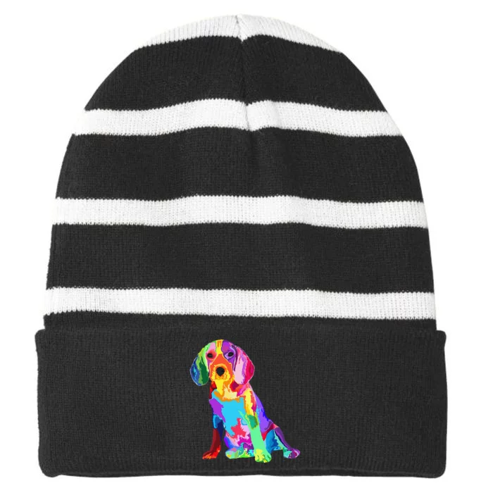 Dog Lover Gifts For 's Beagle Striped Beanie with Solid Band