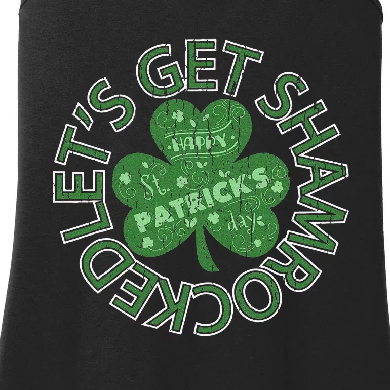 Distressed Let's Get Shamrocked Irish St Patrick Ladies Essential Tank