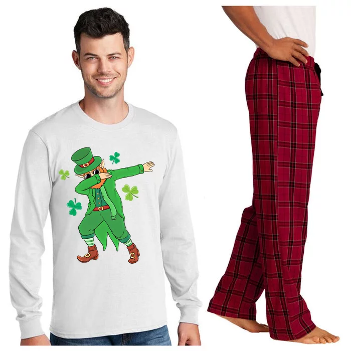 Dabbing Leprechaun Gift Funny St Paddys Day Gift Long Sleeve Pajama Set