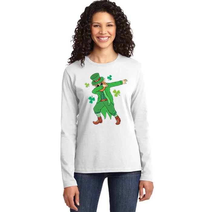 Dabbing Leprechaun Gift Funny St Paddys Day Gift Ladies Long Sleeve Shirt