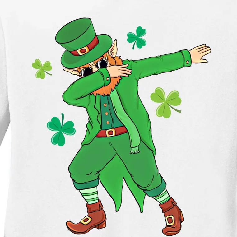 Dabbing Leprechaun Gift Funny St Paddys Day Gift Ladies Long Sleeve Shirt