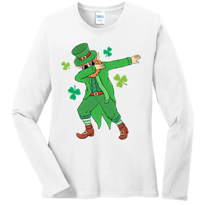 Dabbing Leprechaun Gift Funny St Paddys Day Gift Ladies Long Sleeve Shirt