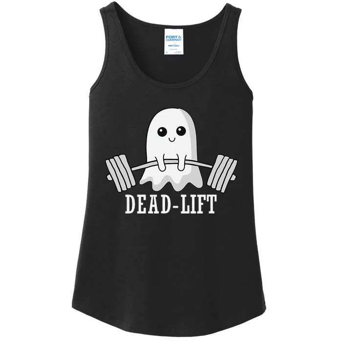 Dead Lift Ghost Halloween Ghost Gym Weightlifting Fitness Ladies Essential Tank