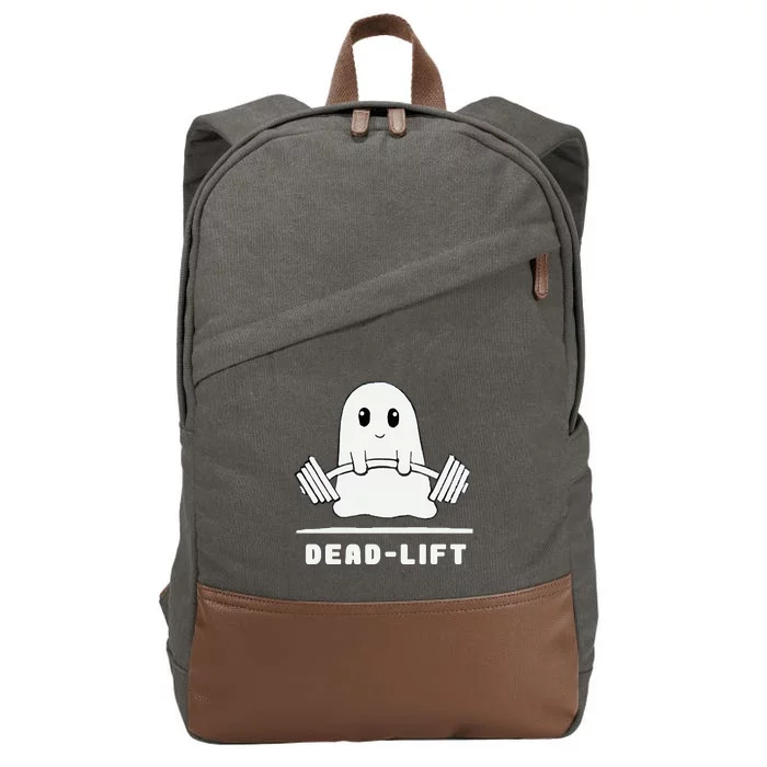 Dead Lift Ghost Halloween Funny Ghost Gym Cotton Canvas Backpack