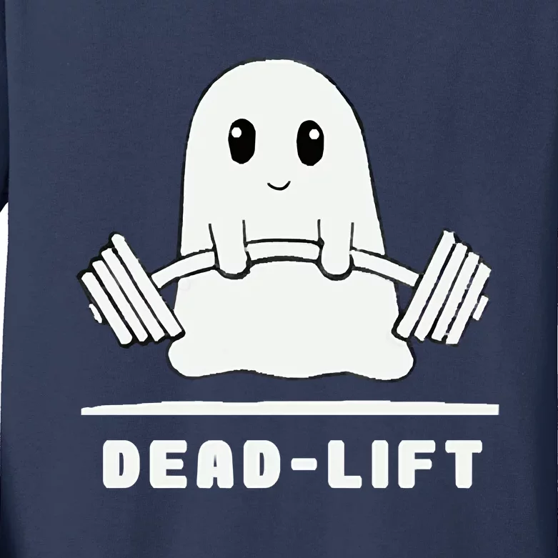 Dead Lift Ghost Halloween Funny Ghost Gym Kids Long Sleeve Shirt