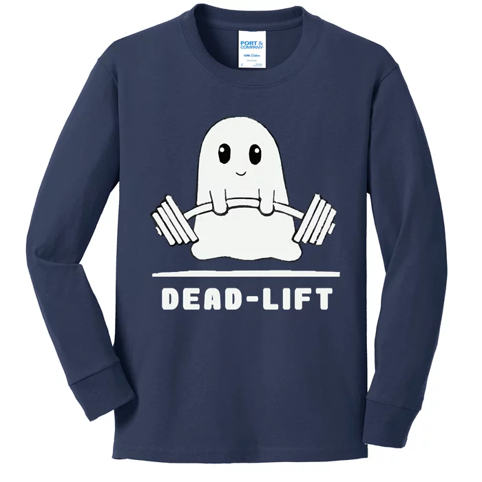 Dead Lift Ghost Halloween Funny Ghost Gym Kids Long Sleeve Shirt