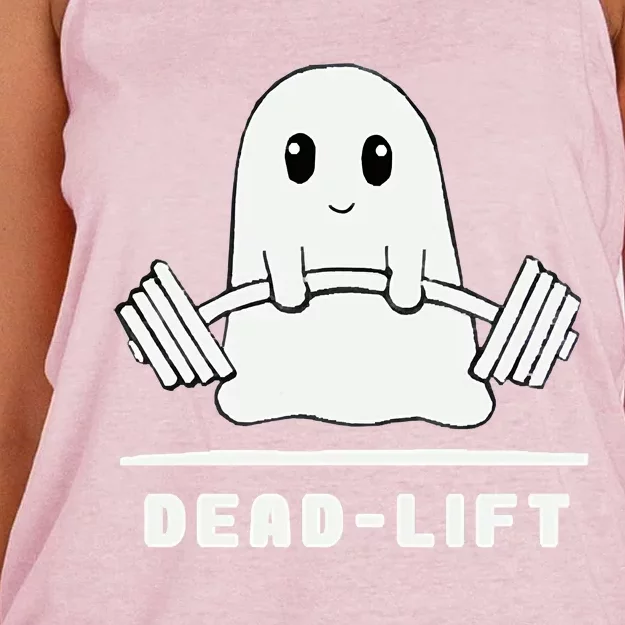 Dead Lift Ghost Halloween Funny Ghost Gym Women's Knotted Racerback Tank