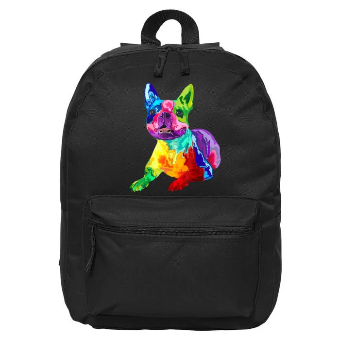 Dog Lover Gifts Boston Terrier Dog Colorful Boston Terrier 16 in Basic Backpack