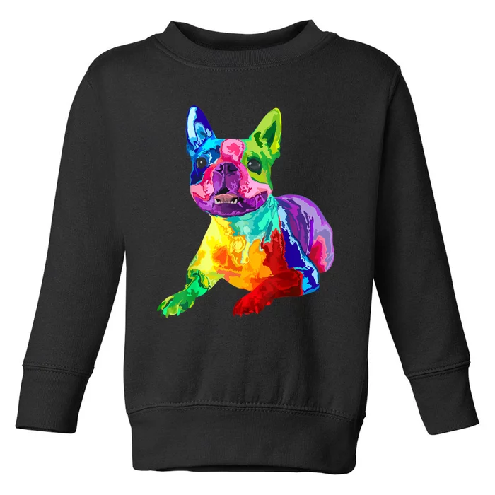 Dog Lover Gifts Boston Terrier Dog Colorful Boston Terrier Toddler Sweatshirt