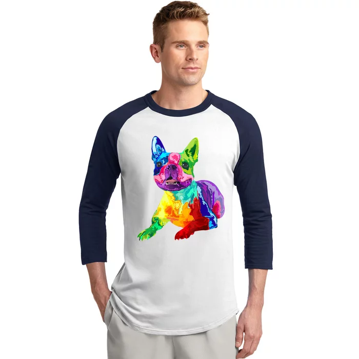 Dog Lover Gifts Boston Terrier Dog Colorful Boston Terrier Baseball Sleeve Shirt