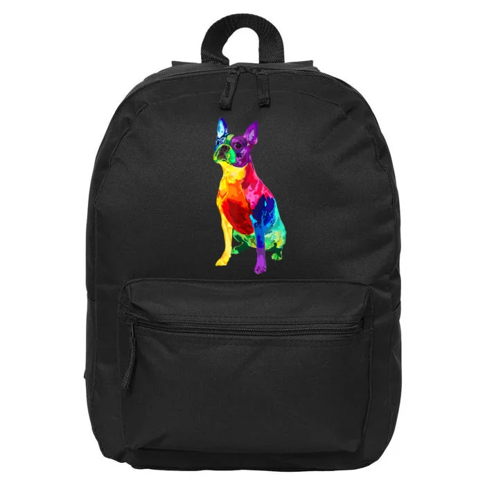 Dog Lover Gifts Boston Terrier Dog Colorful Boston Terrier 16 in Basic Backpack