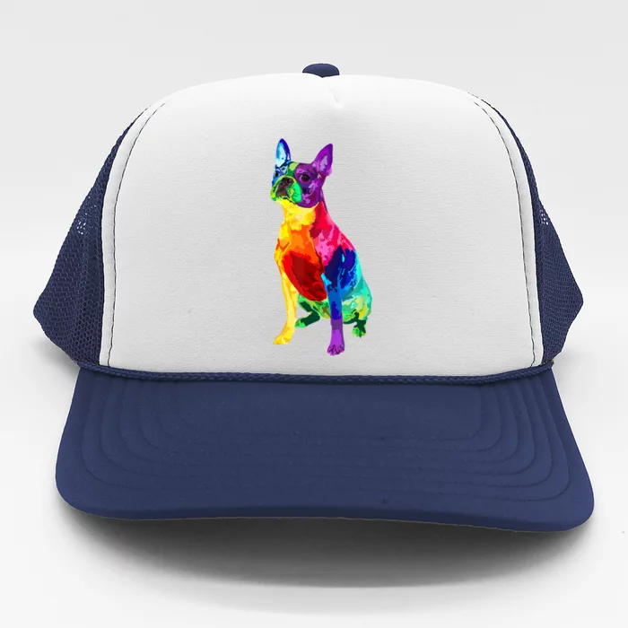 Dog Lover Gifts Boston Terrier Dog Colorful Boston Terrier Trucker Hat