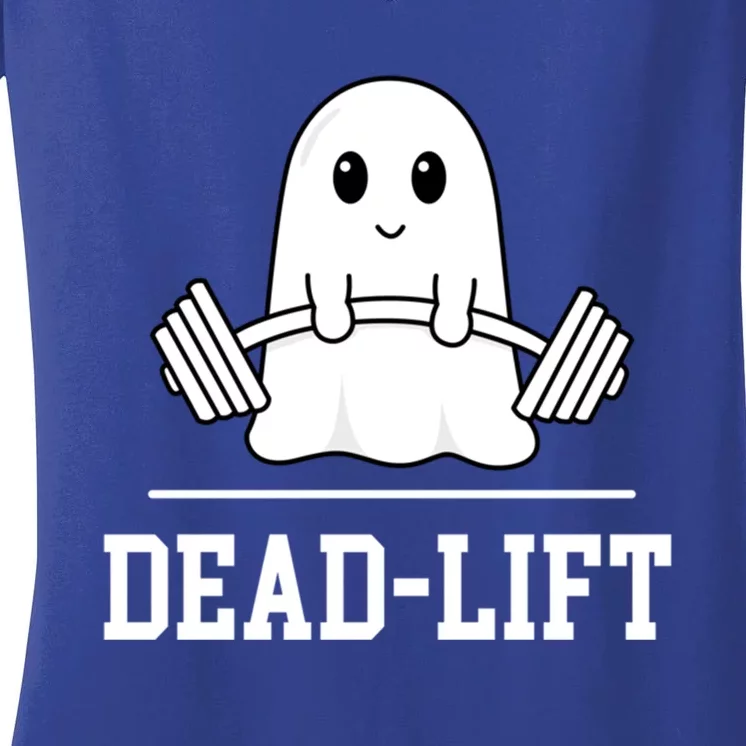 Dead Lift Ghost Halloween Cute Boo Gym Weights Gift Women's V-Neck T-Shirt