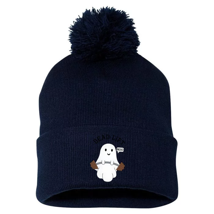 Dead Lift Ghost Halloween Funny Ghost Gym Gymer Cute Pom Pom 12in Knit Beanie