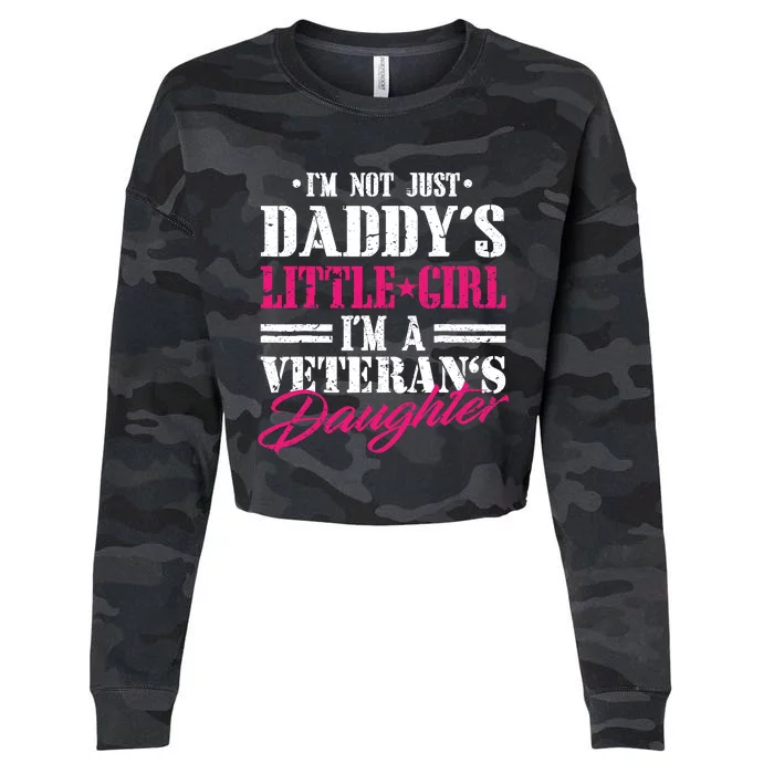 Daddys Little Girl Veteran Dad Veterans Day Gift Cropped Pullover Crew