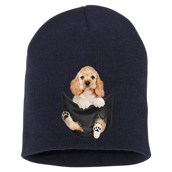 Dog Lovers Gifts Cocker Spaniel In Pocket Funny Dog Face Short Acrylic Beanie