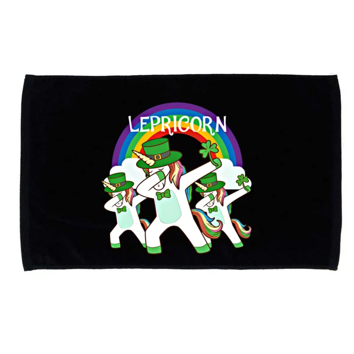 Dabbing Lepricorn Gift Three Irish Unicorns St Patricks Meaningful Gift Microfiber Hand Towel