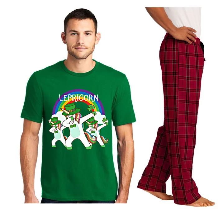 Dabbing Lepricorn Gift Three Irish Unicorns St Patricks Meaningful Gift Pajama Set