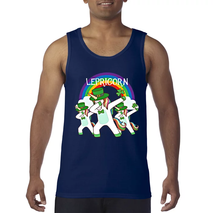 Dabbing Lepricorn Gift Three Irish Unicorns St Patricks Meaningful Gift Tank Top