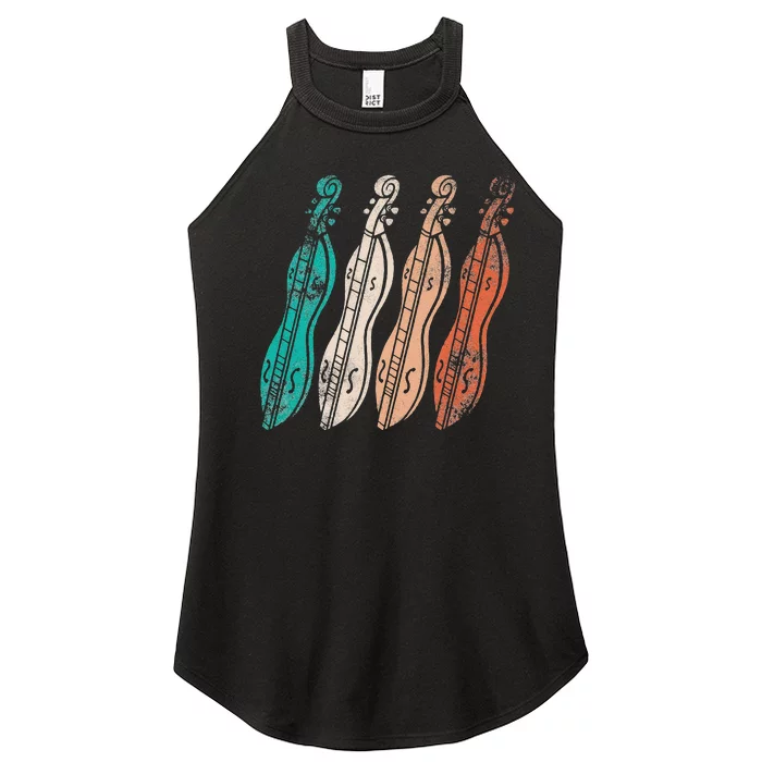 Dulcimer Lovers Guitar Vintage Retro Dulcimer Funny Women’s Perfect Tri Rocker Tank