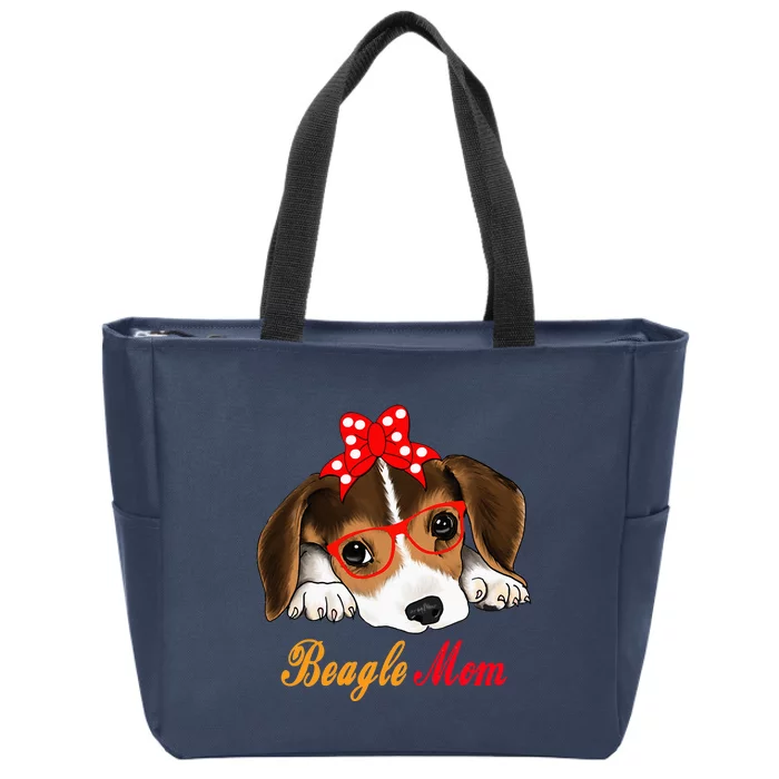 Dog Lover Gifts Bow Tie Glasses Funny Cute Beagle Mom Zip Tote Bag