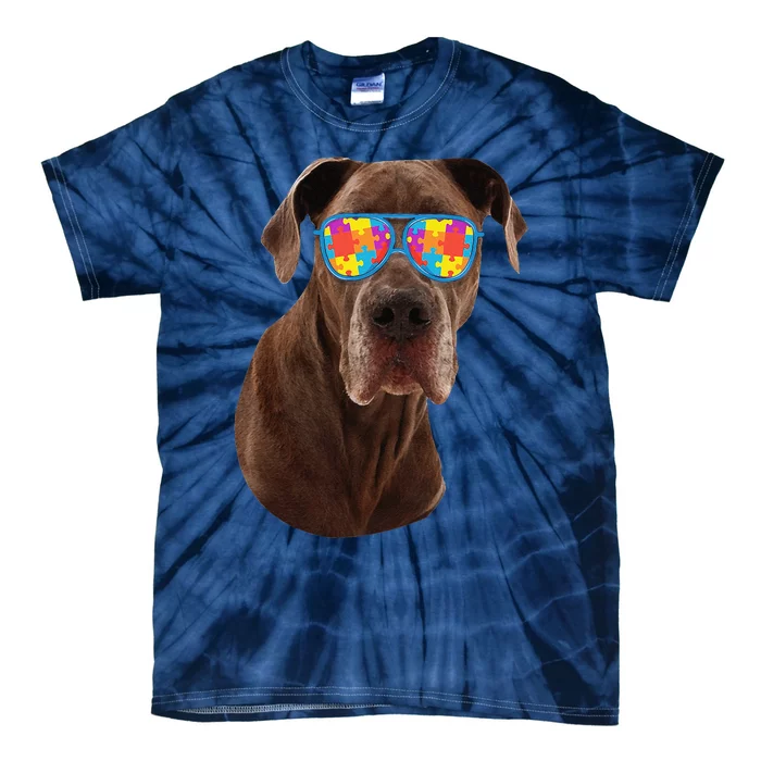 Dog Lover Gifts Funny Autism Awareness Dane Tie-Dye T-Shirt