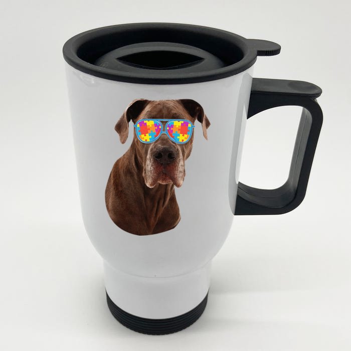 Dog Lover Gifts Funny Autism Awareness Dane Front & Back Stainless Steel Travel Mug