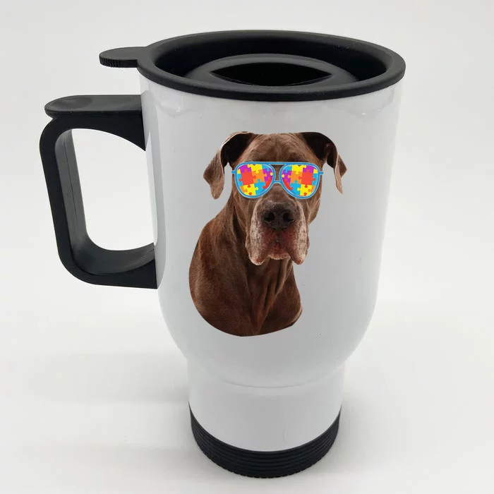 Dog Lover Gifts Funny Autism Awareness Dane Front & Back Stainless Steel Travel Mug