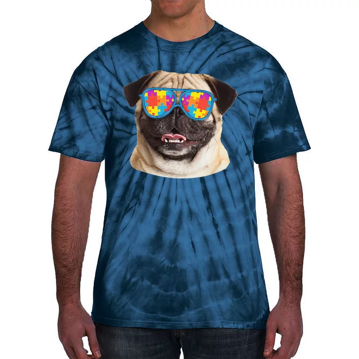 Dog Lover Gifts Funny Autism Awareness Pug Tie-Dye T-Shirt