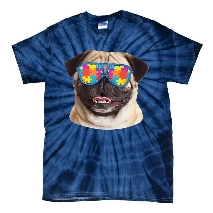 Dog Lover Gifts Funny Autism Awareness Pug Tie-Dye T-Shirt