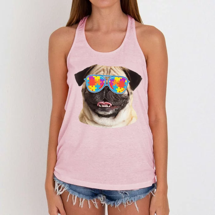 Dog Lover Gifts Funny Autism Awareness Pug Women's Knotted Racerback Tank