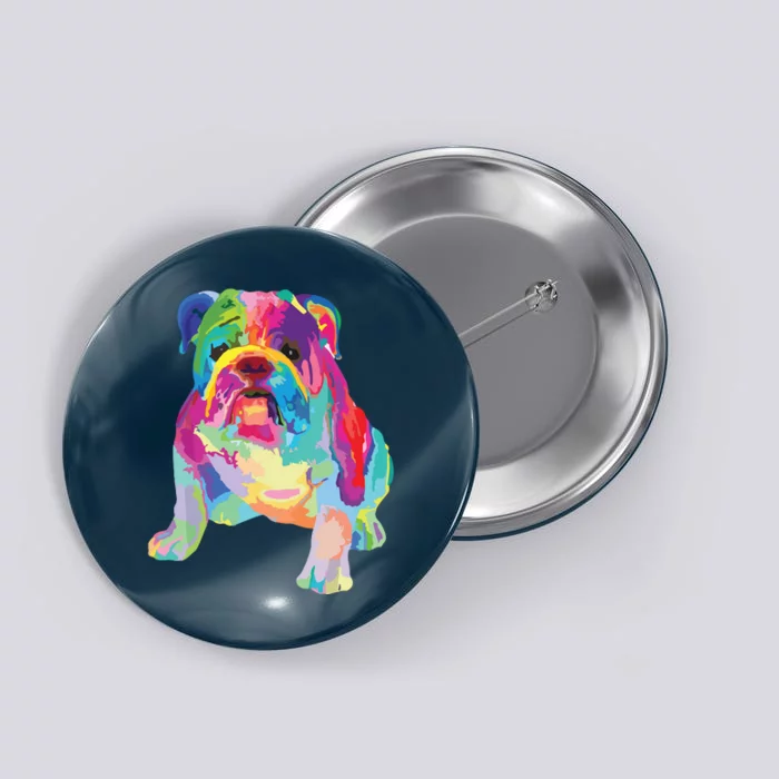 Dog Lover Gifts Women Colorful Cool English Bulldog Men Button