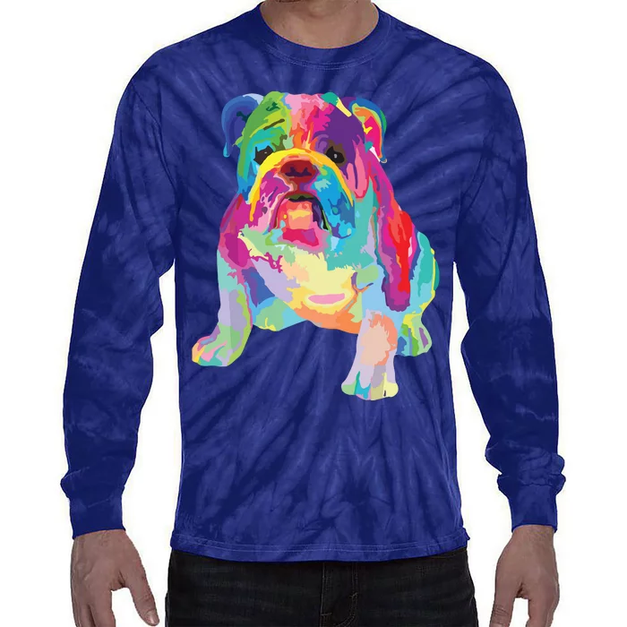 Dog Lover Gifts Women Colorful Cool English Bulldog Men Tie-Dye Long Sleeve Shirt