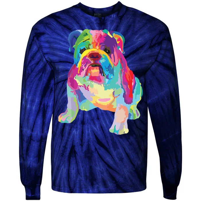 Dog Lover Gifts Women Colorful Cool English Bulldog Men Tie-Dye Long Sleeve Shirt