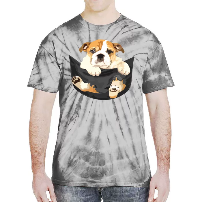 Dog Lovers Gifts Bulldog In Pocket Funny Dog Face Tie-Dye T-Shirt