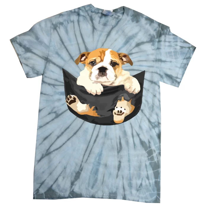 Dog Lovers Gifts Bulldog In Pocket Funny Dog Face Tie-Dye T-Shirt