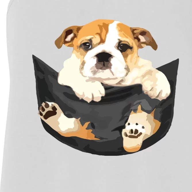 Dog Lovers Gifts Bulldog In Pocket Funny Dog Face Women's Racerback Tank