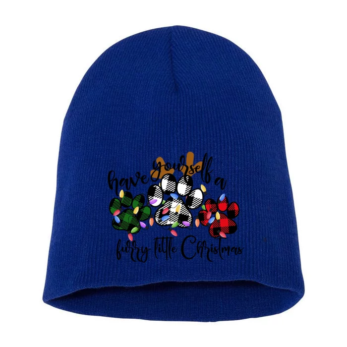 Dog Lovers Have Yourself A Furry Little Christmas Paw Prints Gift Short Acrylic Beanie